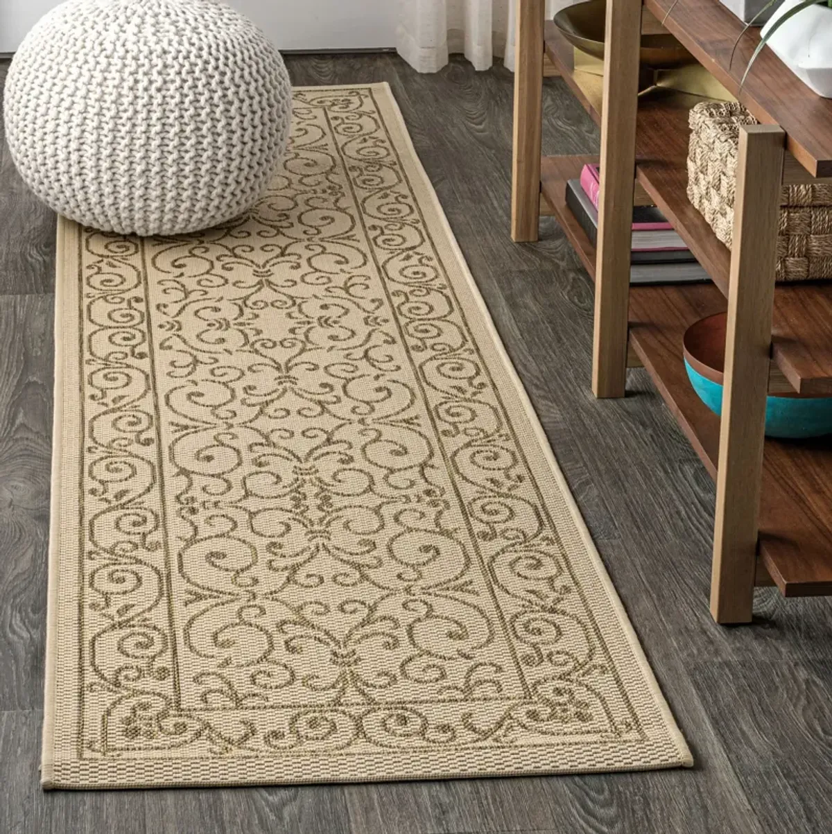 Charleston Vintage Filigree Textured Weave Indoor/Outdoor Area Rug