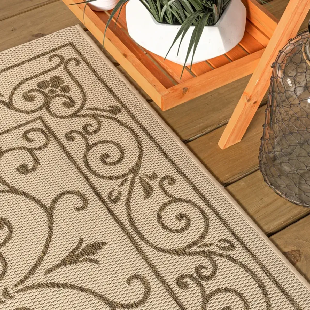 Charleston Vintage Filigree Textured Weave Indoor/Outdoor Area Rug