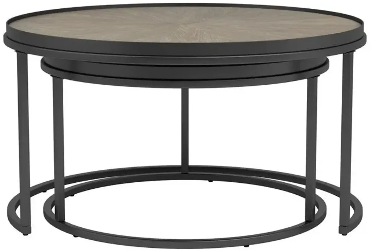 Rodrigo 2-piece Round Nesting Tables Weathered Elm