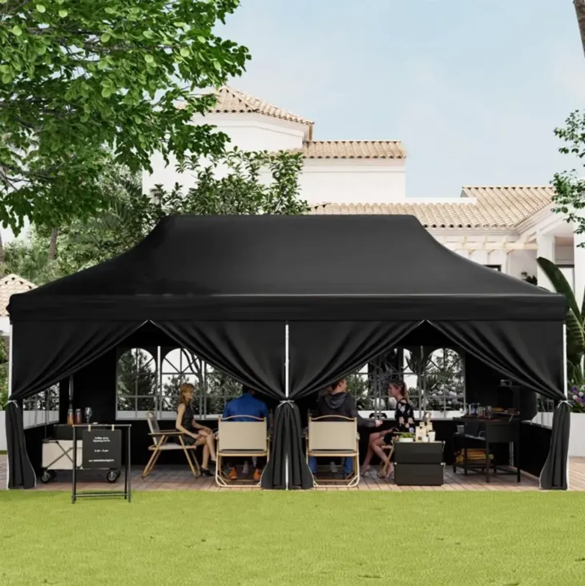 Hivvago 10 x 20 Feet Pop up Canopy with 6 Sidewalls Windows and Carrying Bag