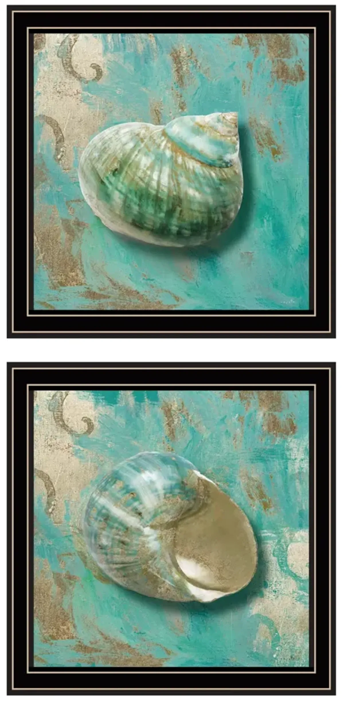 Set Of Two Azurica I And Sea II 1 Black Framed Print Wall Art