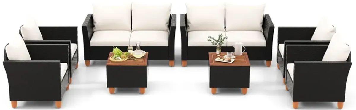 4 Pieces Outdoor Conversation Set with Storage Coffee Table