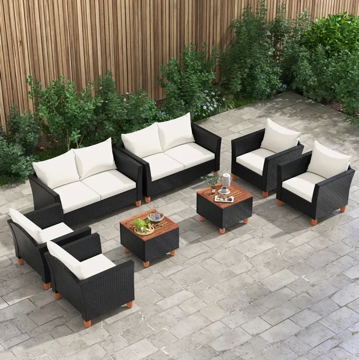 4 Pieces Outdoor Conversation Set with Storage Coffee Table