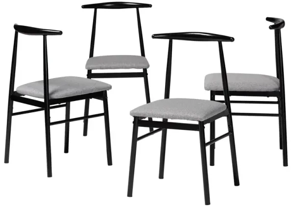 Baxton Studio Arnold Modern Industrial Grey Fabric and Metal 4 Piece Dining Chair Set