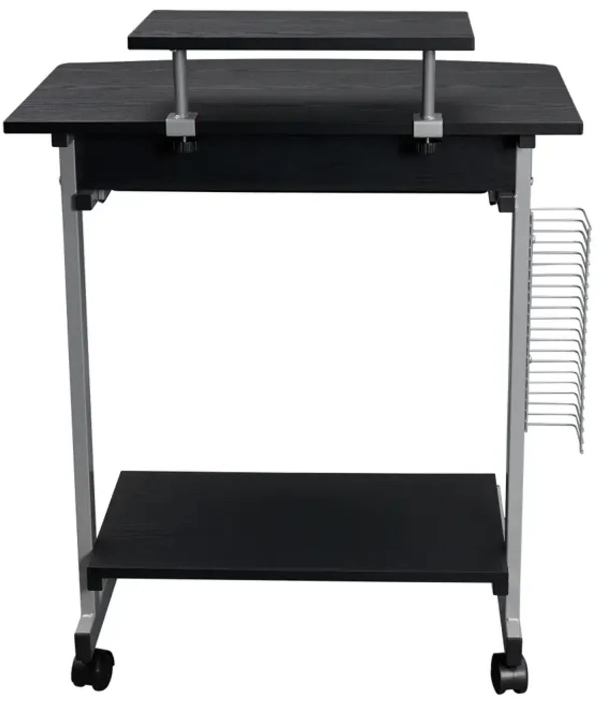 Compact Computer Cart With Storage, Espresso