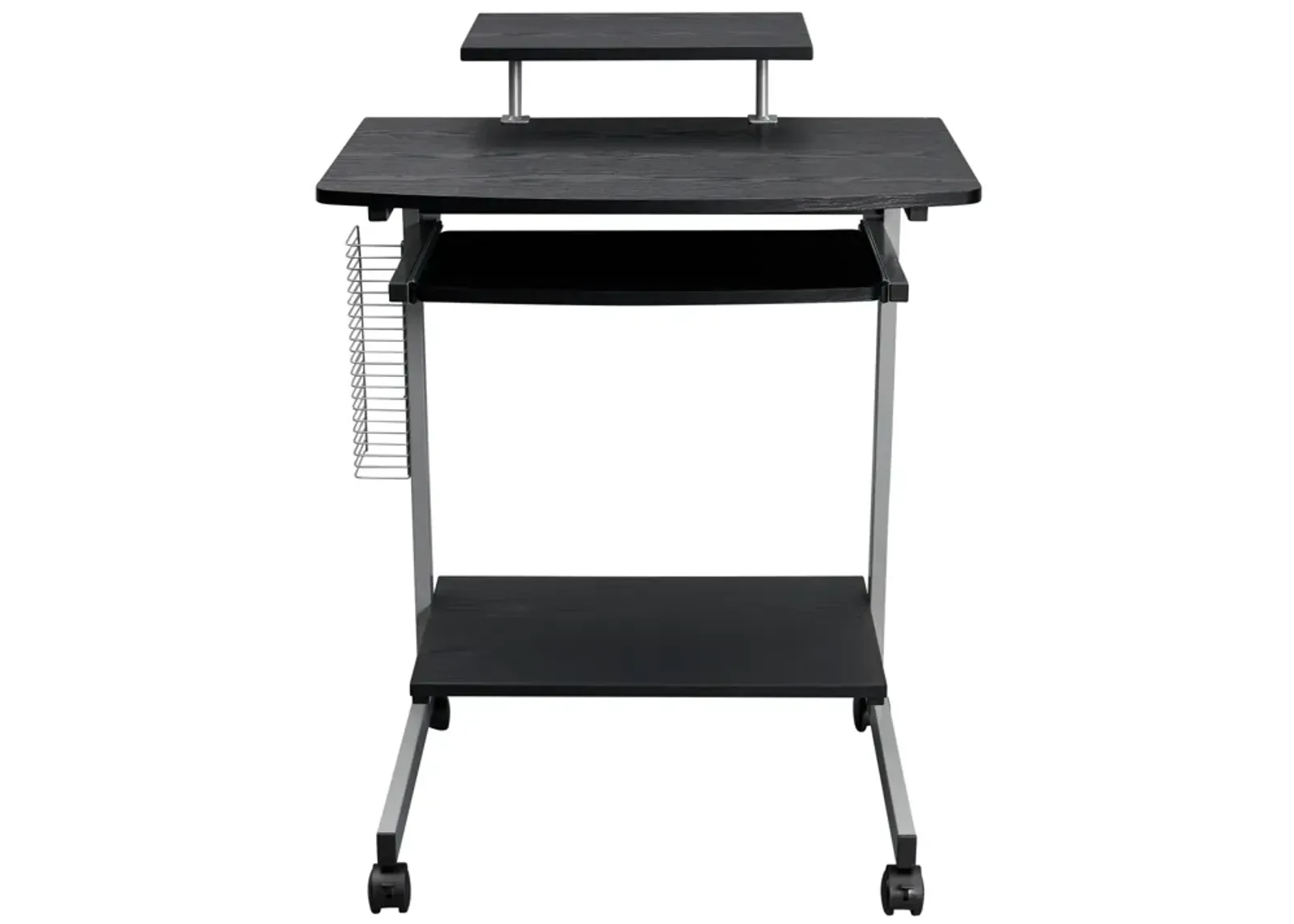 Compact Computer Cart With Storage, Espresso