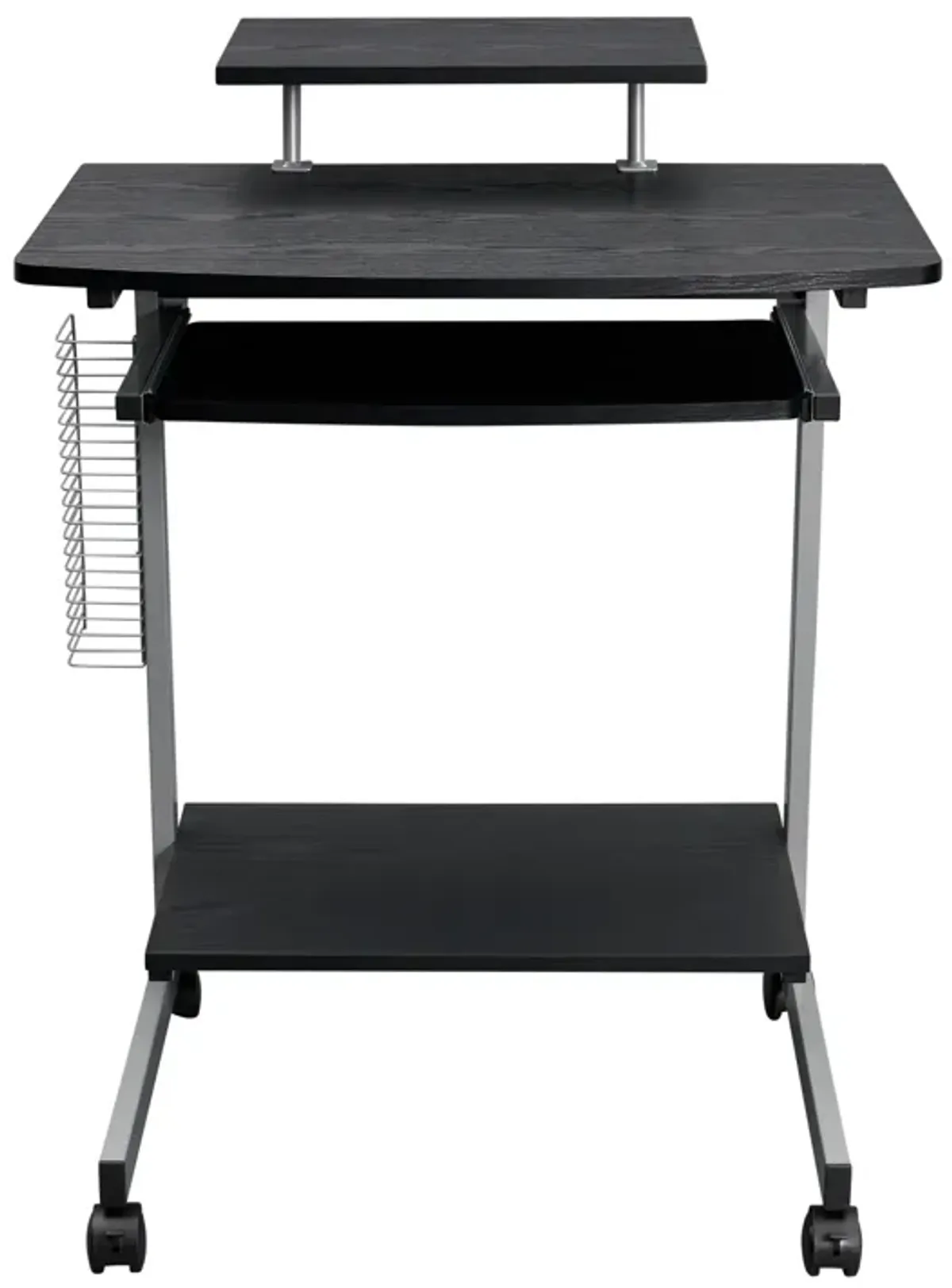 Compact Computer Cart With Storage, Espresso