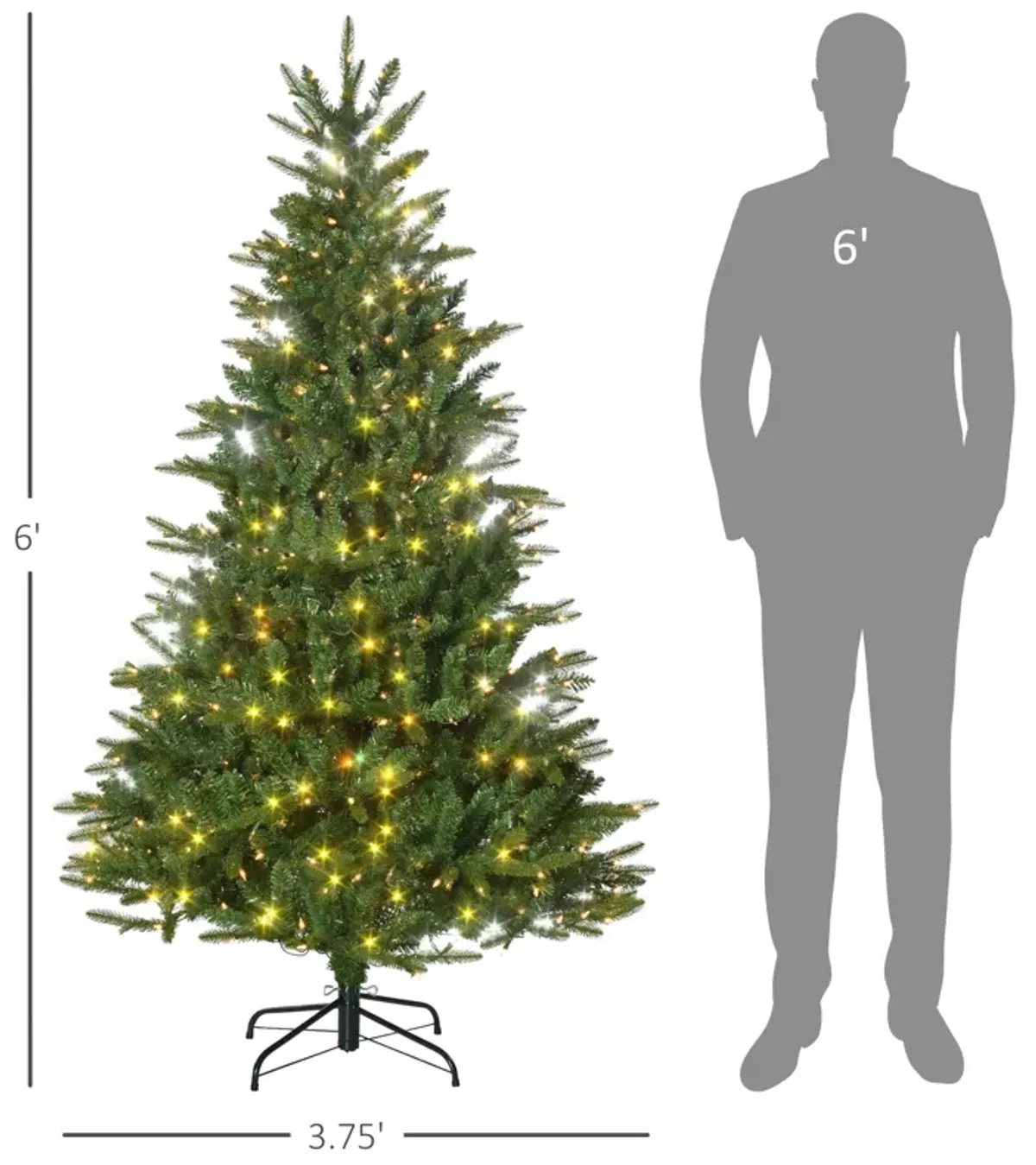 6ft Tall Prelit Artificial Christmas Tree Holiday Décor with 936 Branches