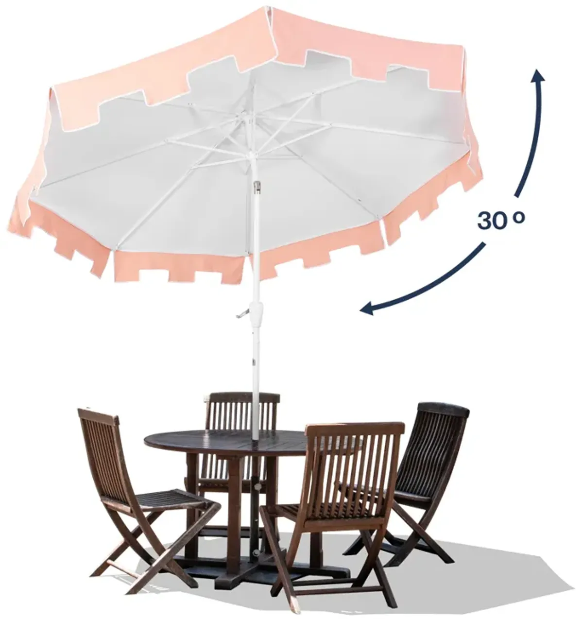 Baiona Classic MidCentury Market Patio Umbrella with UV Protection, Auto-Tilt, Crank and UV Protection