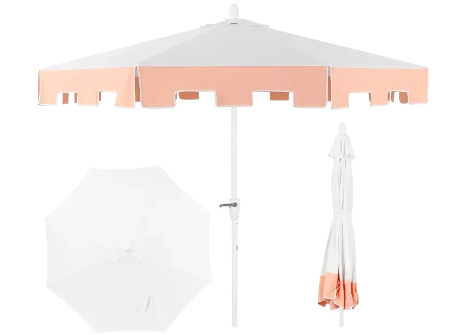 Baiona Classic MidCentury Market Patio Umbrella with UV Protection, Auto-Tilt, Crank and UV Protection