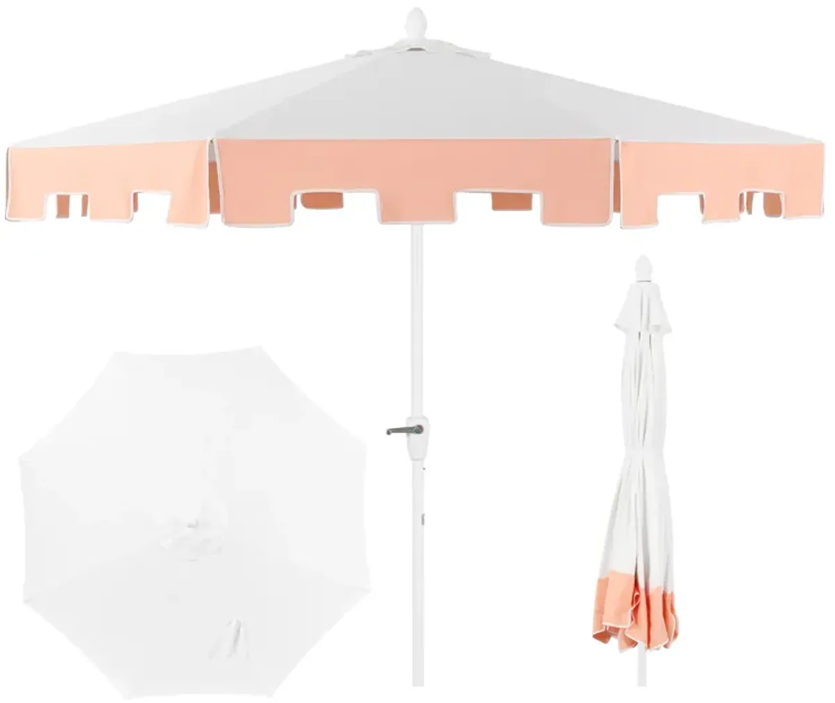 Baiona Classic MidCentury Market Patio Umbrella with UV Protection, Auto-Tilt, Crank and UV Protection