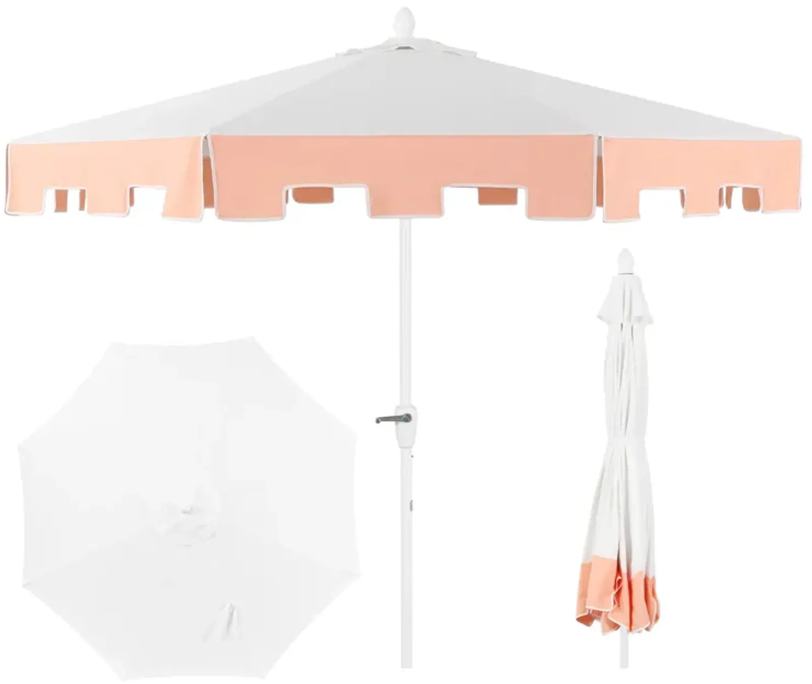 Baiona Classic MidCentury Market Patio Umbrella with UV Protection, Auto-Tilt, Crank and UV Protection