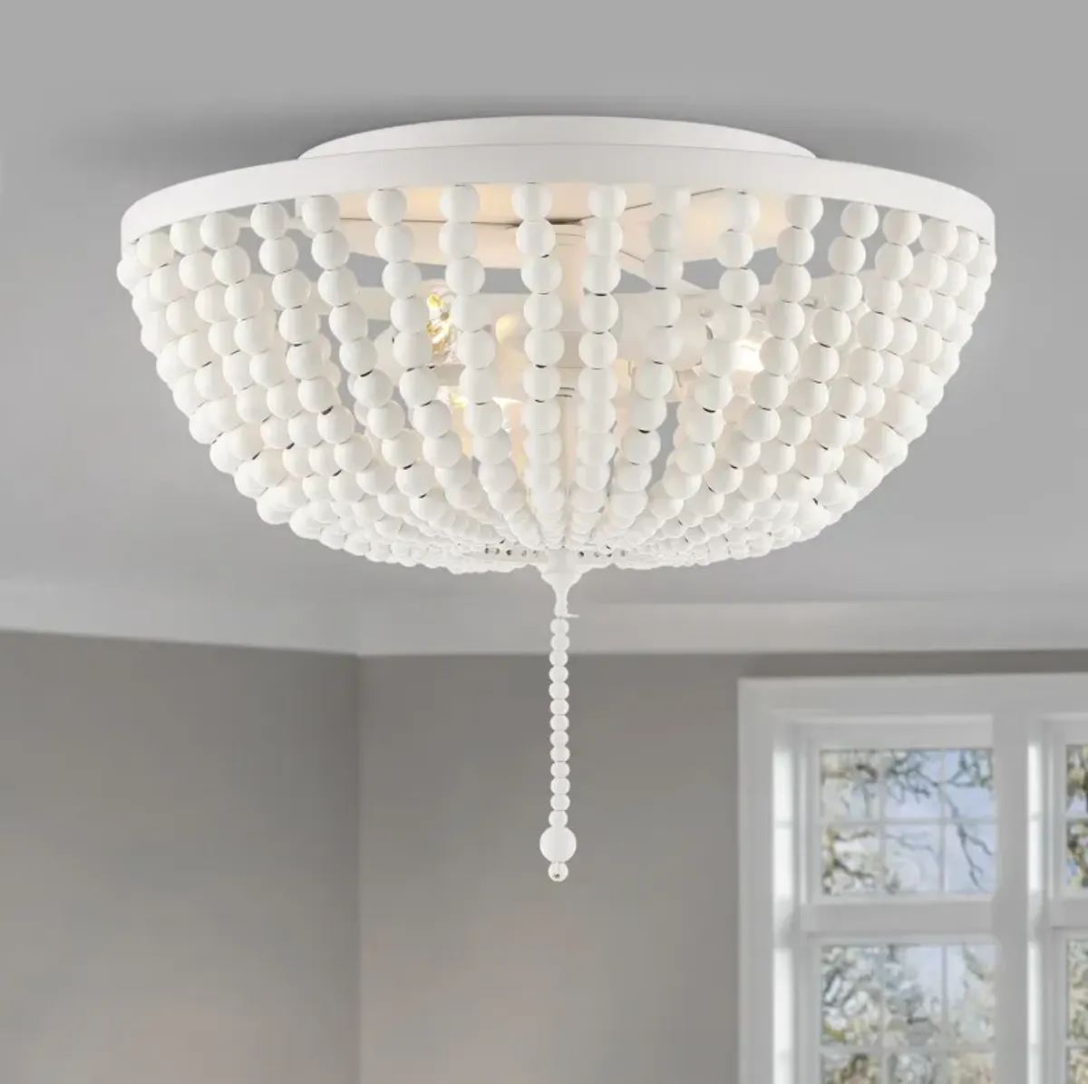 Allison Wood Beaded/Metal LED Flush Mount