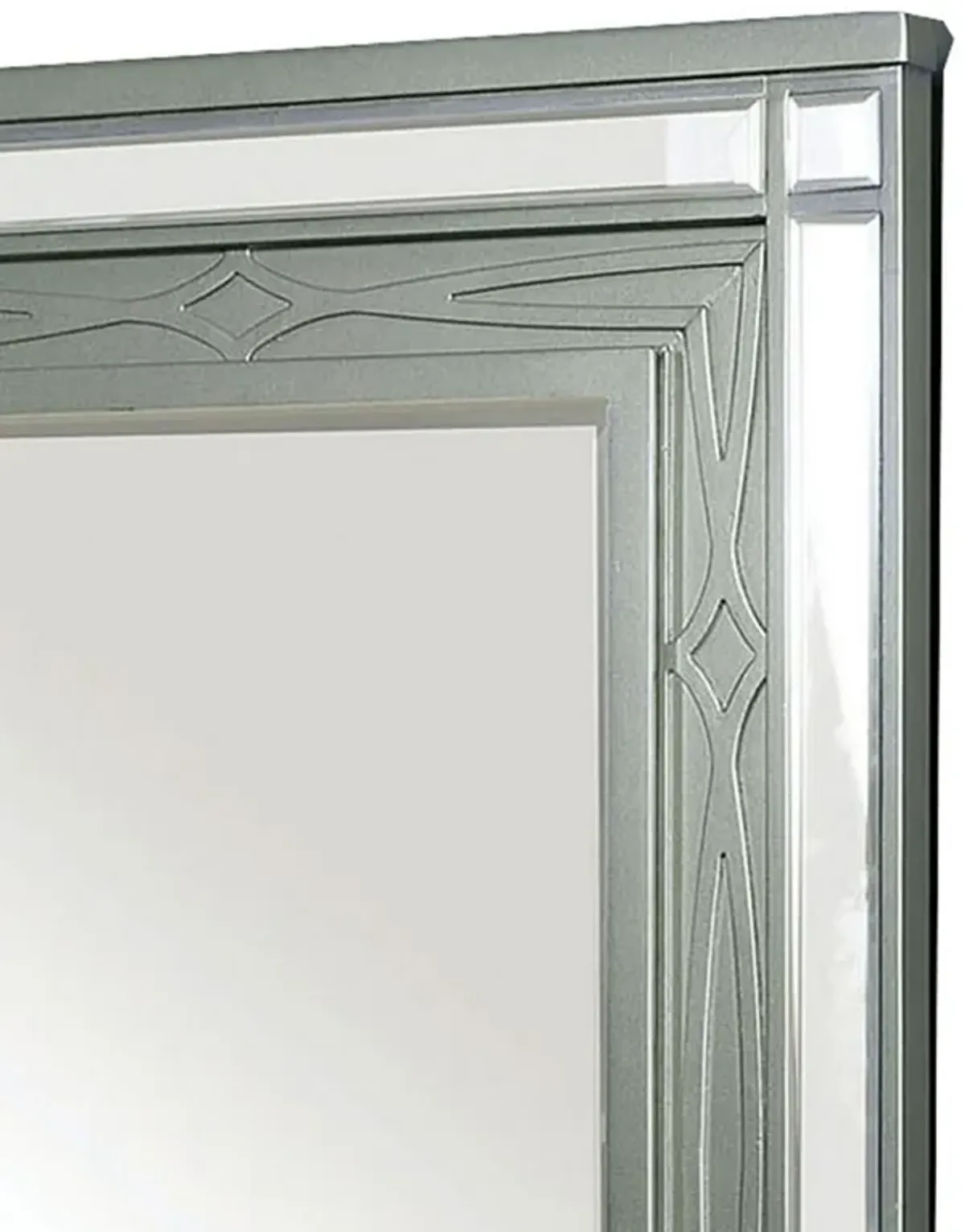 Mirror with LED and Mirrored Trim Accent, Silver-Benzara