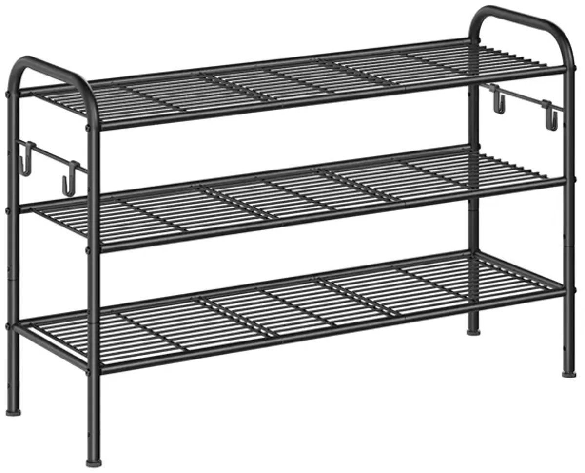 3-Tier Metal Shoe Rack - Sturdy Organizer for Entryway and Closet Storage