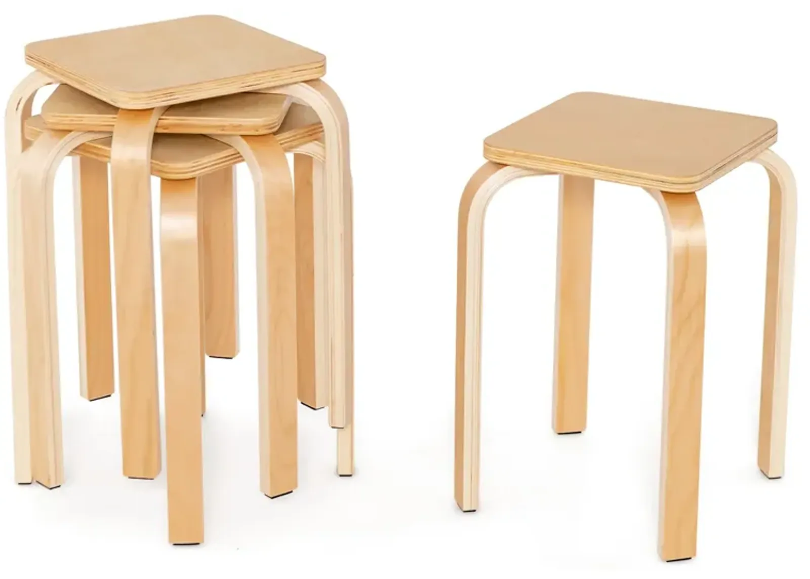 Stackable Stools Set of 4 with Square Top and Rounded Corners