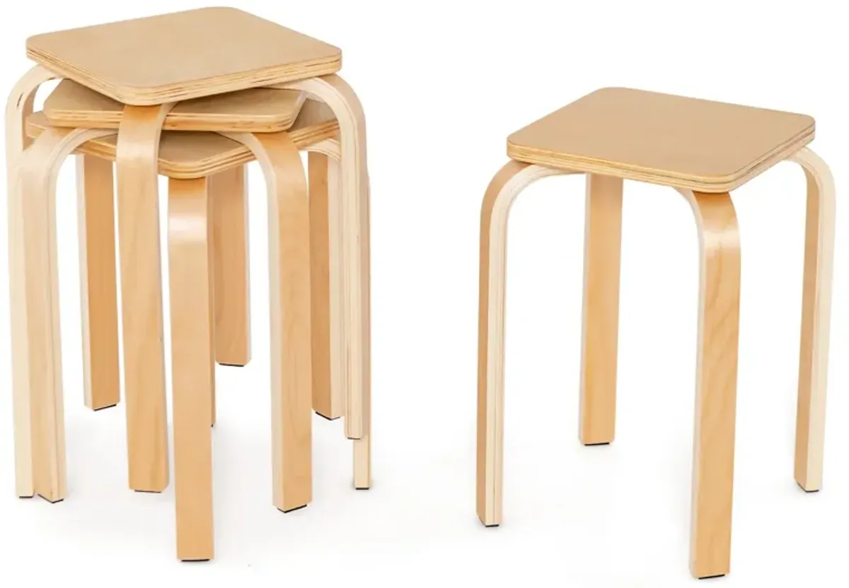 Stackable Stools Set of 4 with Square Top and Rounded Corners