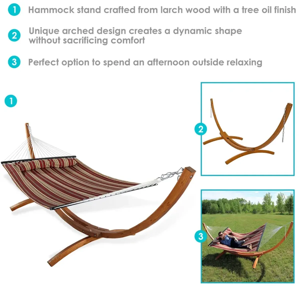 Sunnydaze Quilted Hammock with Curved Wooden Stand