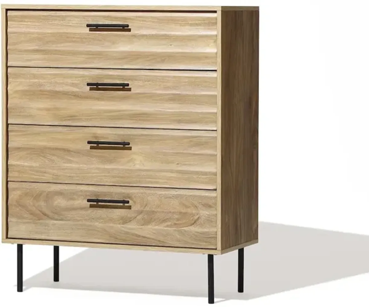 LuxenHome Mid-Century Modern Wave 4-Drawer 31.5-Inch Wide Accent Chest