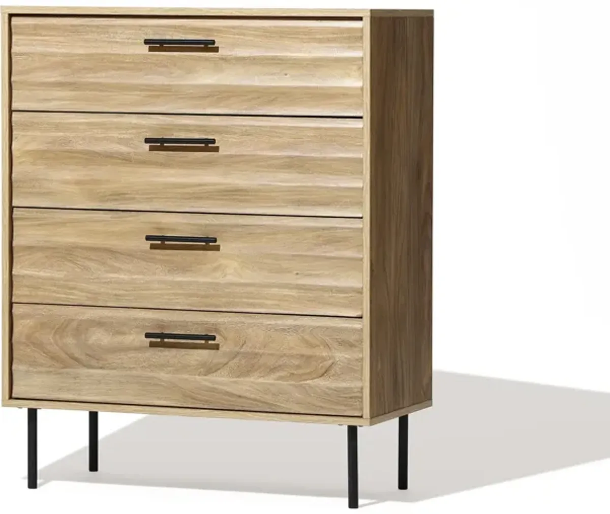 LuxenHome Mid-Century Modern Wave 4-Drawer 31.5-Inch Wide Accent Chest