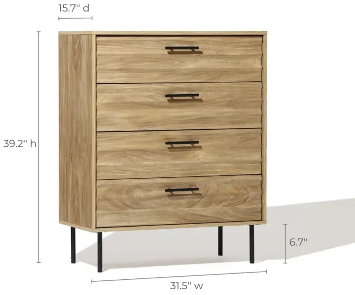 LuxenHome Mid-Century Modern Wave 4-Drawer 31.5-Inch Wide Accent Chest