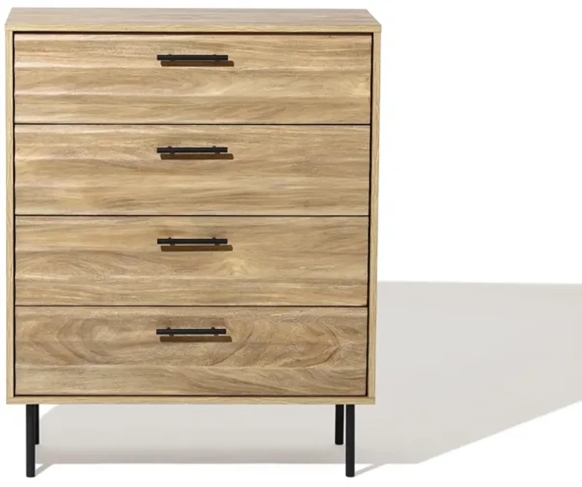 LuxenHome Mid-Century Modern Wave 4-Drawer 31.5-Inch Wide Accent Chest