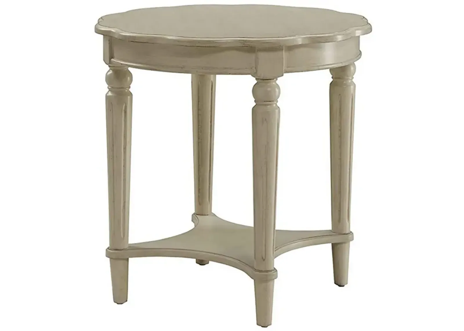 Fordon End Table, Antiqued White- Benzara