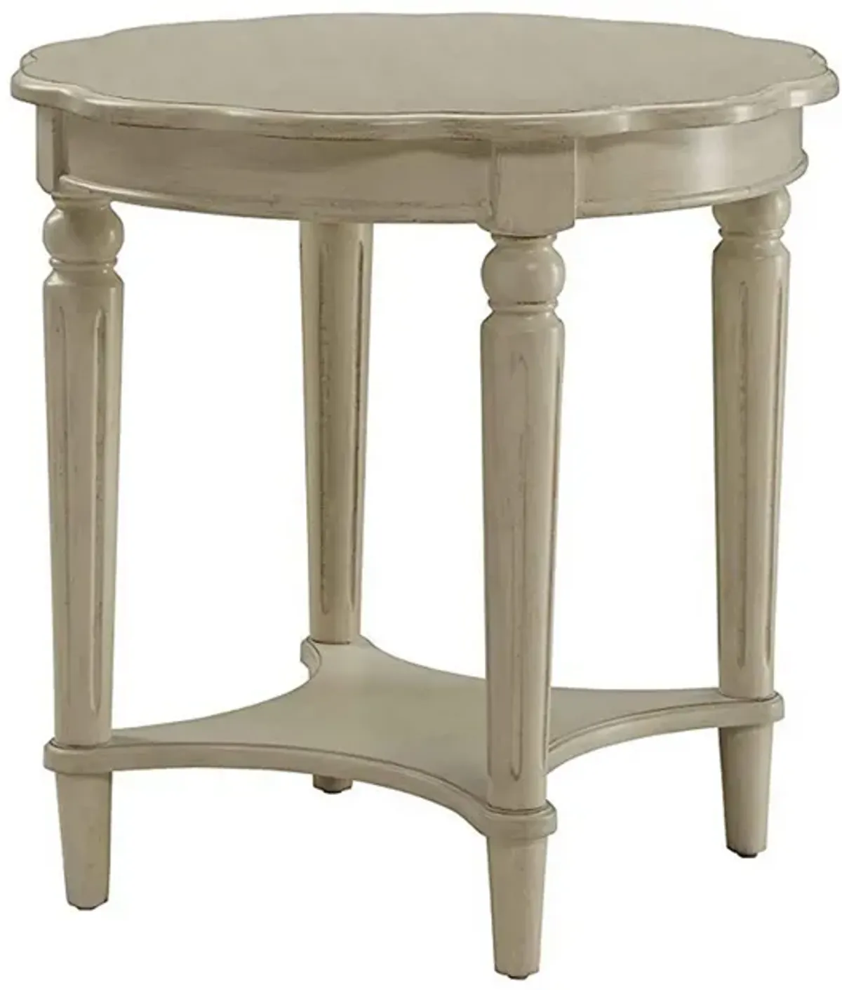 Fordon End Table, Antiqued White- Benzara