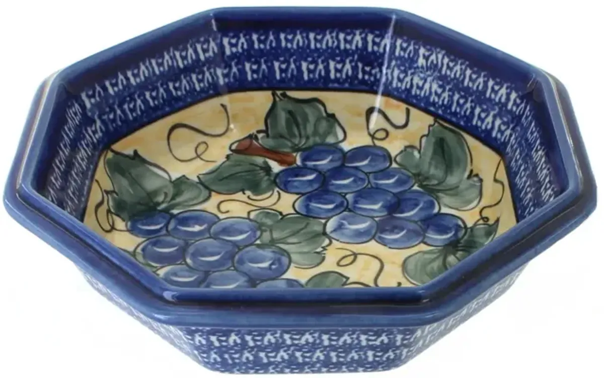 Blue Rose Polish Pottery Nature Large Octagonal Bowl