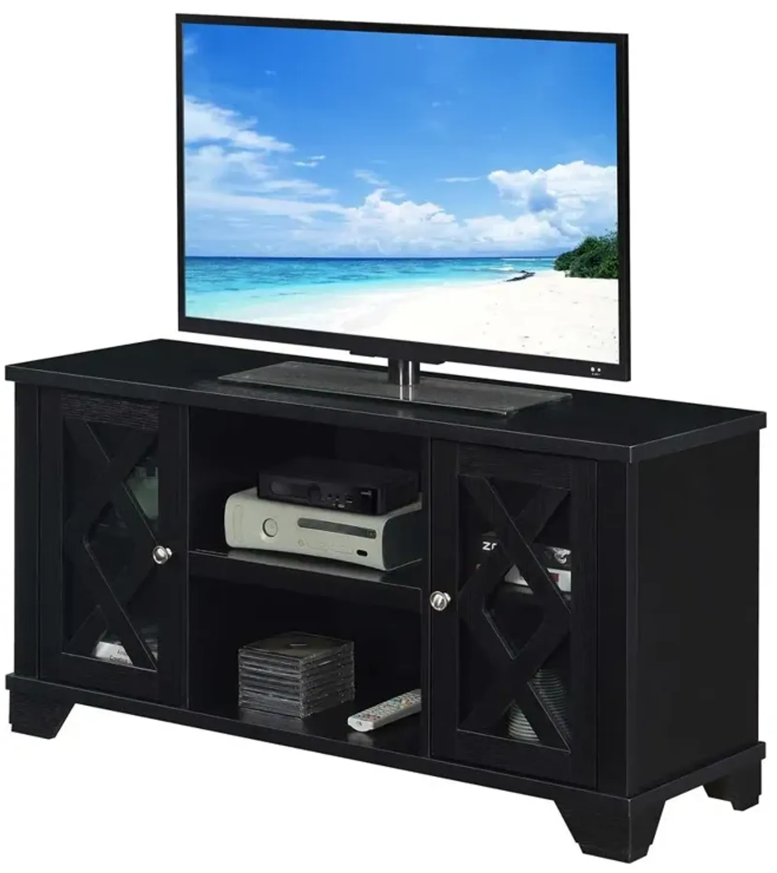 Convenience Concepts Gateway TV Stand with Storage Cabinets and Shelves, Black