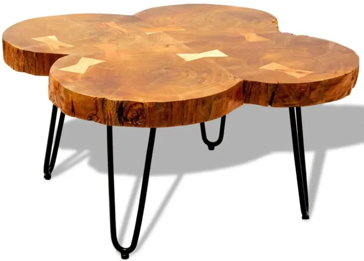 vidaXL Handmade Coffee Table, Sustainable Solid Sheesham Wood, Powder-Coated Iron Legs, Low-Profile, Unique Grains for Rich Aesthetic, Brown, Square