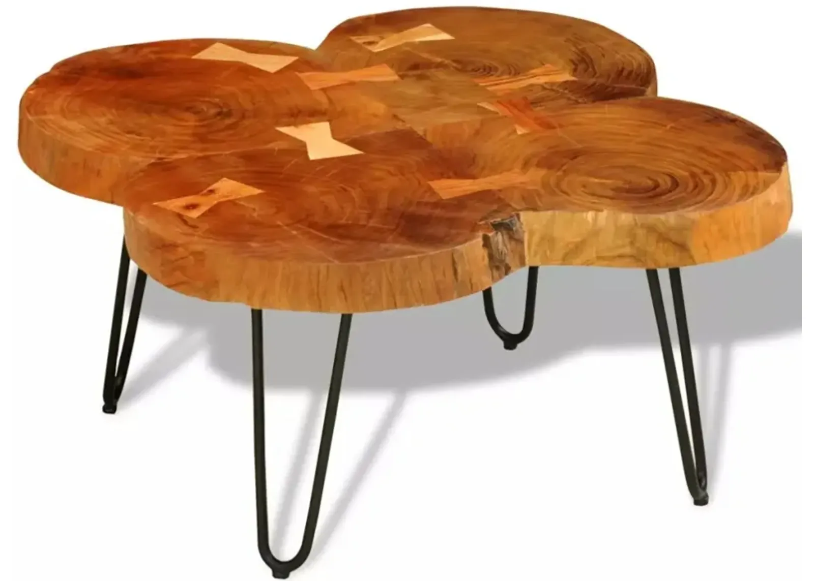 vidaXL Handmade Coffee Table, Sustainable Solid Sheesham Wood, Powder-Coated Iron Legs, Low-Profile, Unique Grains for Rich Aesthetic, Brown, Square