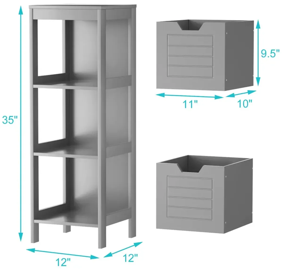 Costway Bathroom Wooden Floor Cabinet Multifunction Storage Rack Organizer Brown