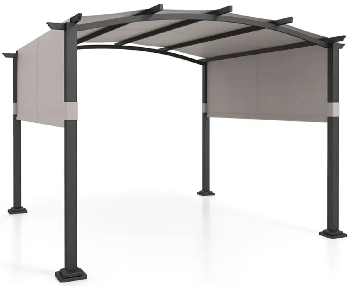 Patio Garden Shelter with Retractable Sunshade Canopy