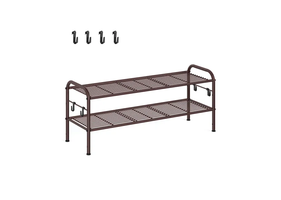 Wide 2-Tier Metal Shoe Rack