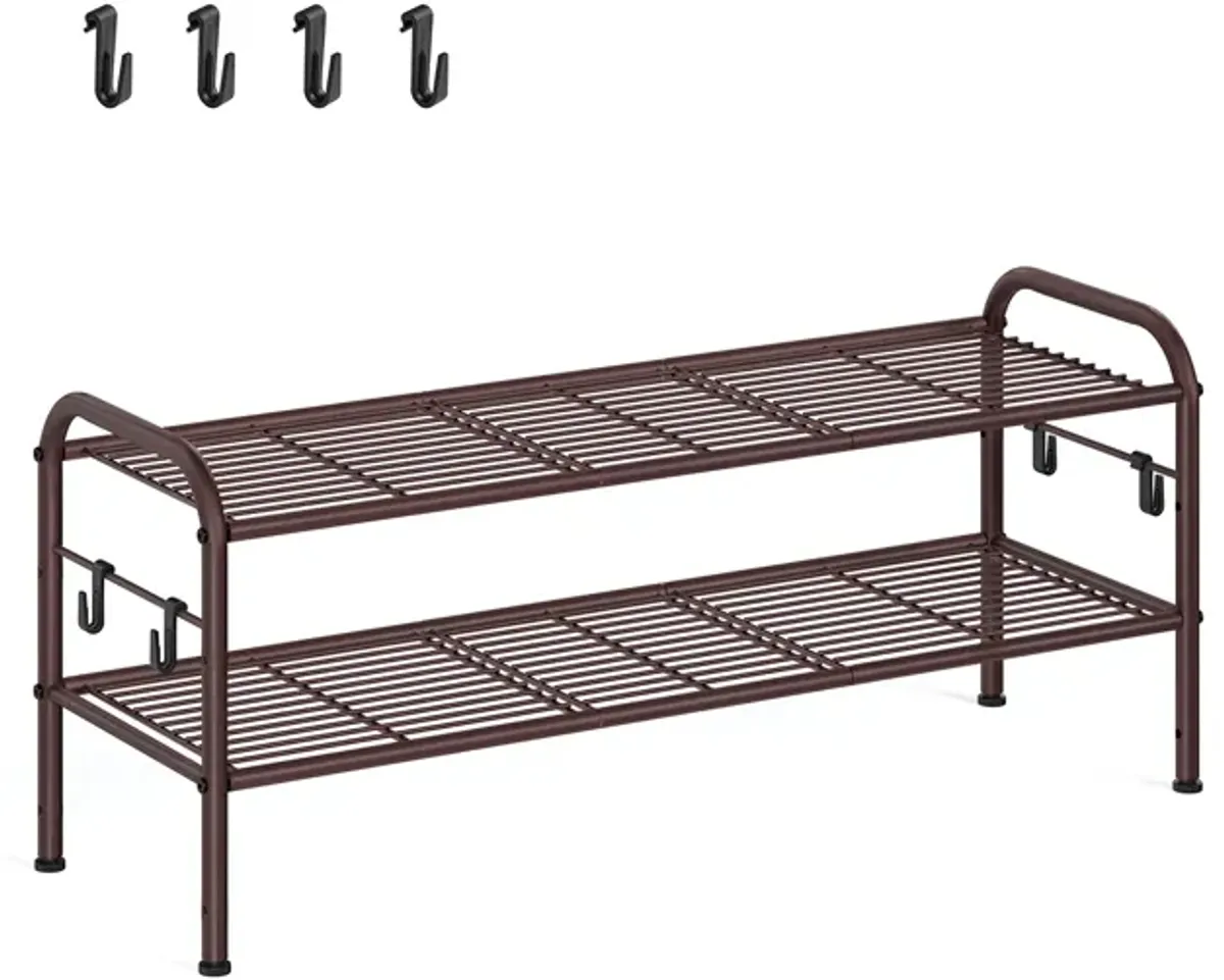 Wide 2-Tier Metal Shoe Rack