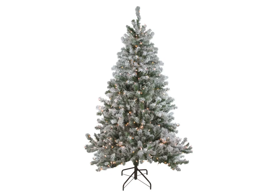 7' Pre-Lit Flocked Balsam Pine Artificial Christmas Tree - Clear Lights