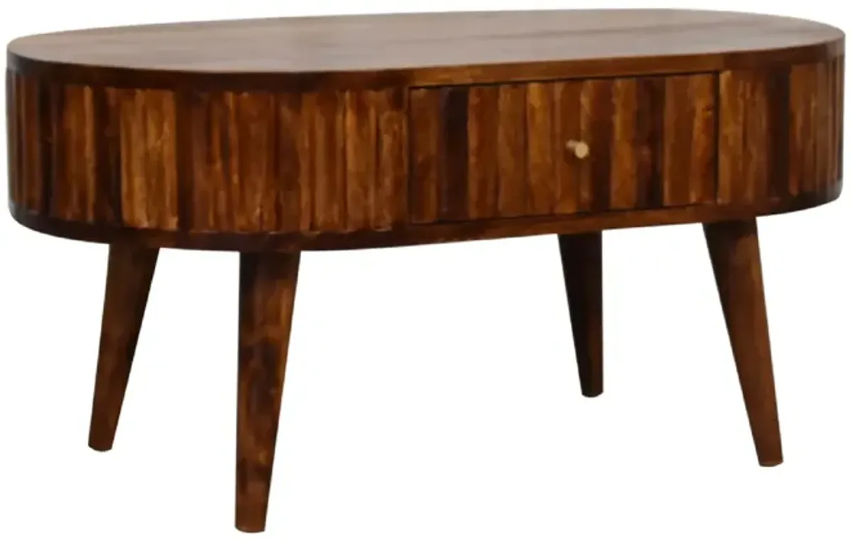 Stripe Chestnut Solid Wood 2 Drawer  Coffee Table