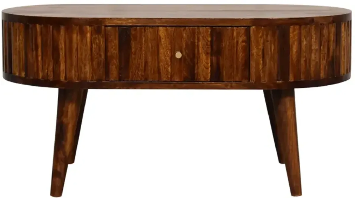 Stripe Chestnut Solid Wood 2 Drawer  Coffee Table