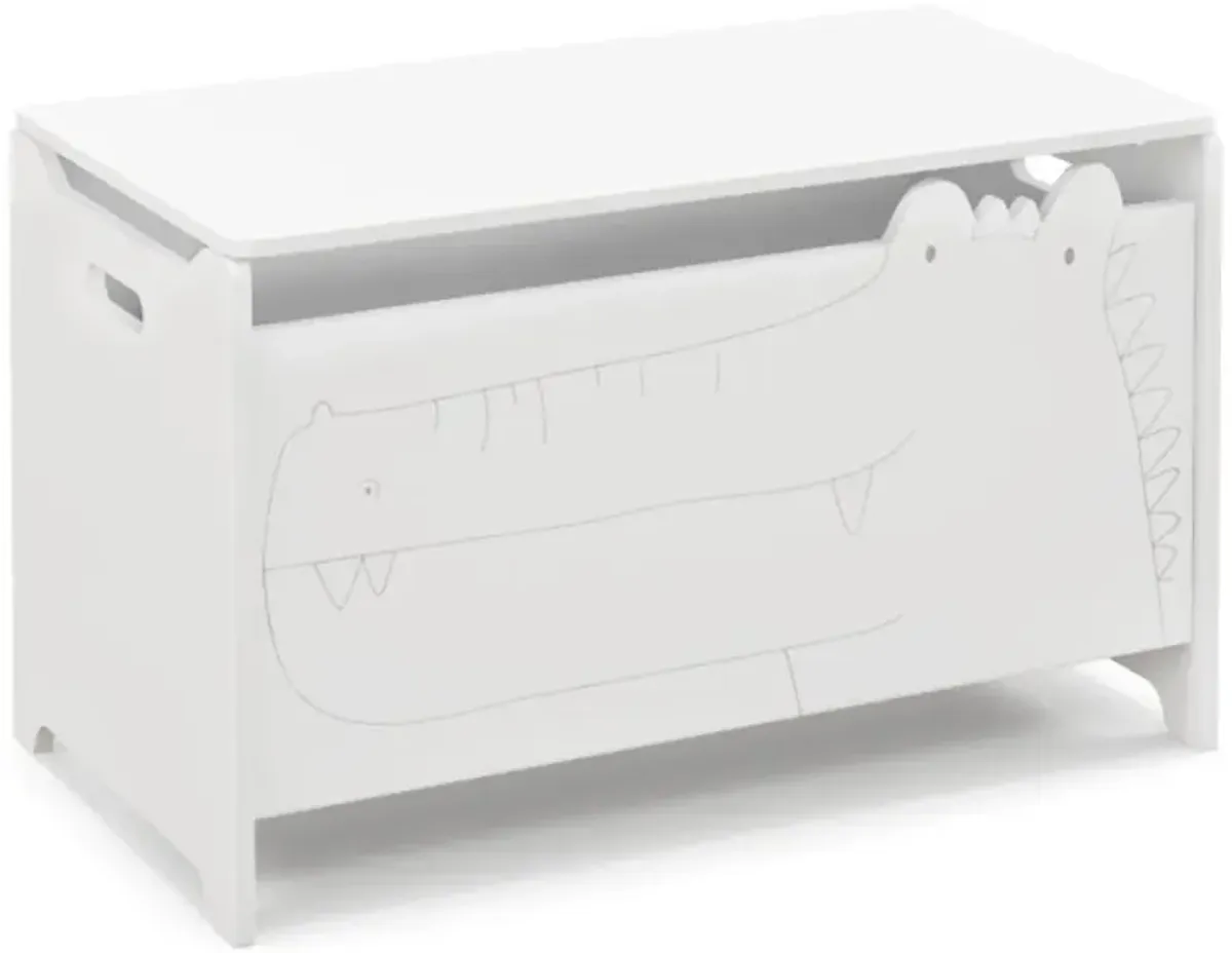 Hivvago Wooden Kids Toy Box with Safety Hinge-White