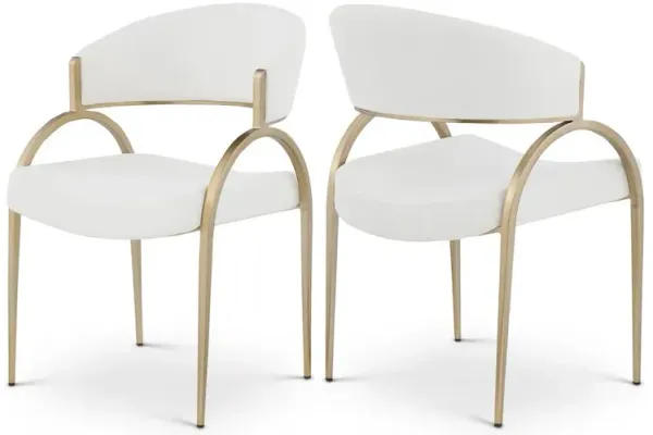 Meridian Furniture Privet Cream Linen Textured Fabric Dining Chair, Set of 2