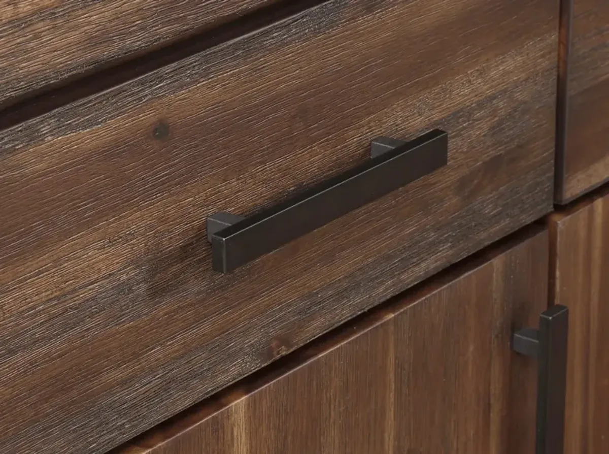 Meadow Three Drawer Three Door Solid Wood Sideboard in Brick Brown