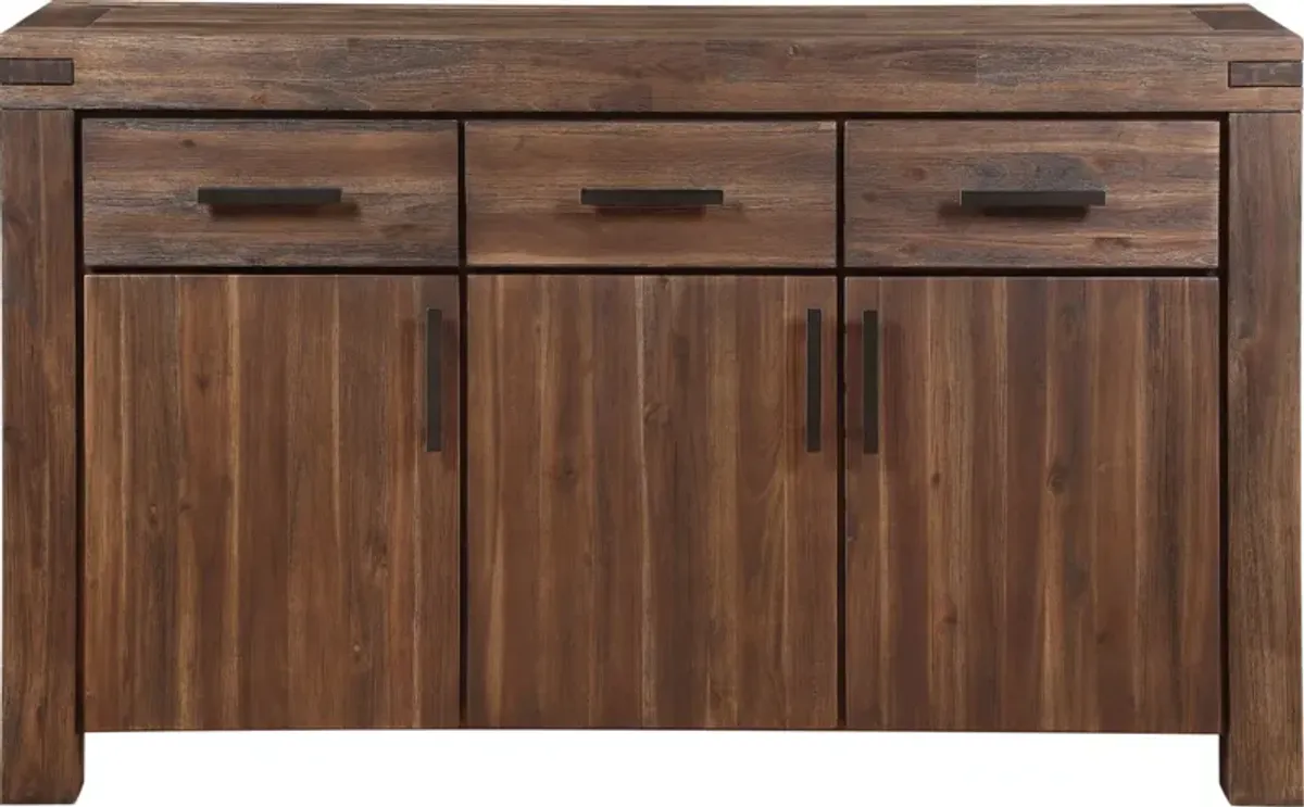 Meadow Three Drawer Three Door Solid Wood Sideboard in Brick Brown