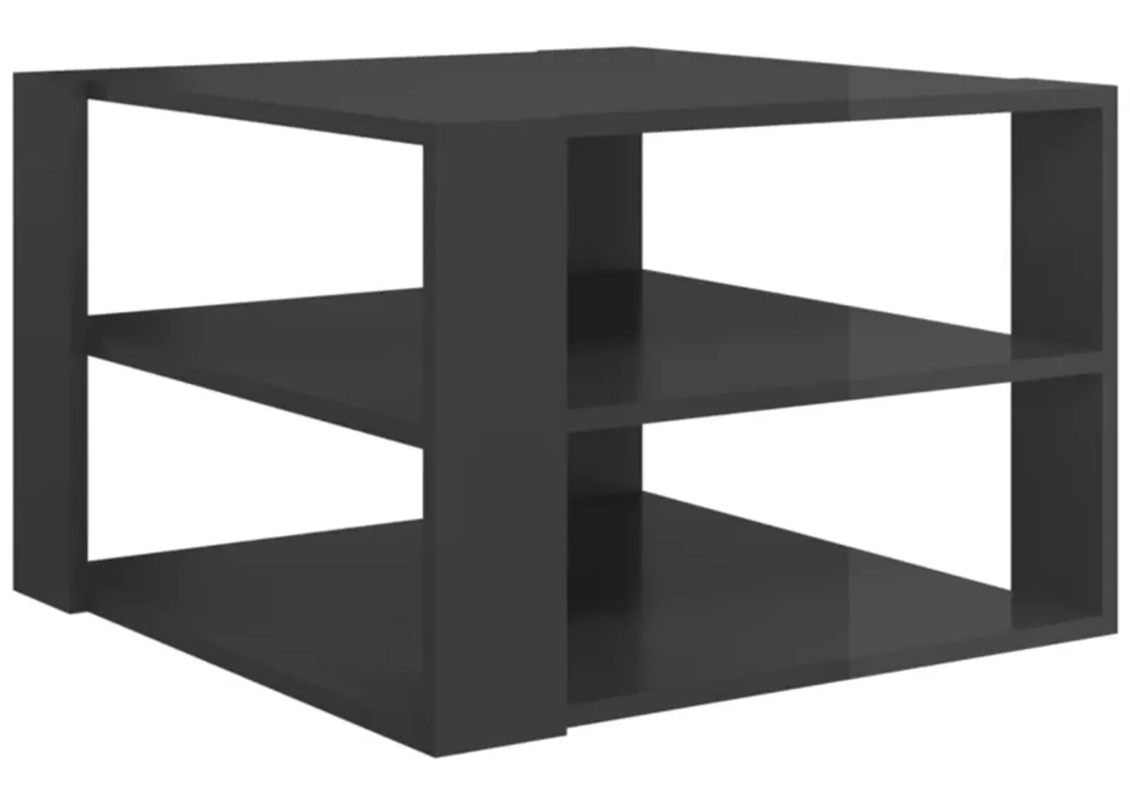 vidaXL Coffee Table High Gloss Gray 24"x24"x16" Chipboard