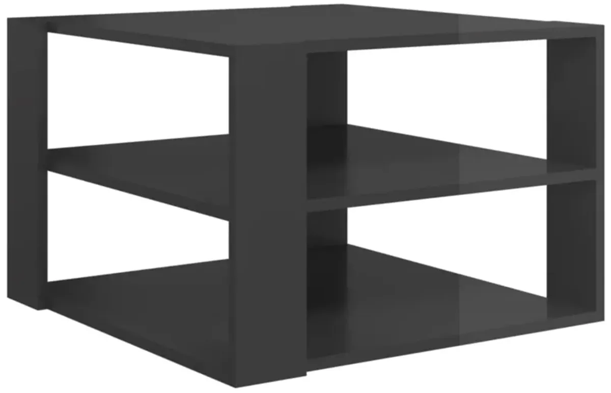 vidaXL Coffee Table High Gloss Gray 24"x24"x16" Chipboard