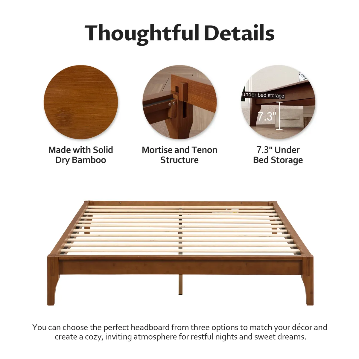 Merax Solid Dry Bamboo Wood Platform Bed Frame