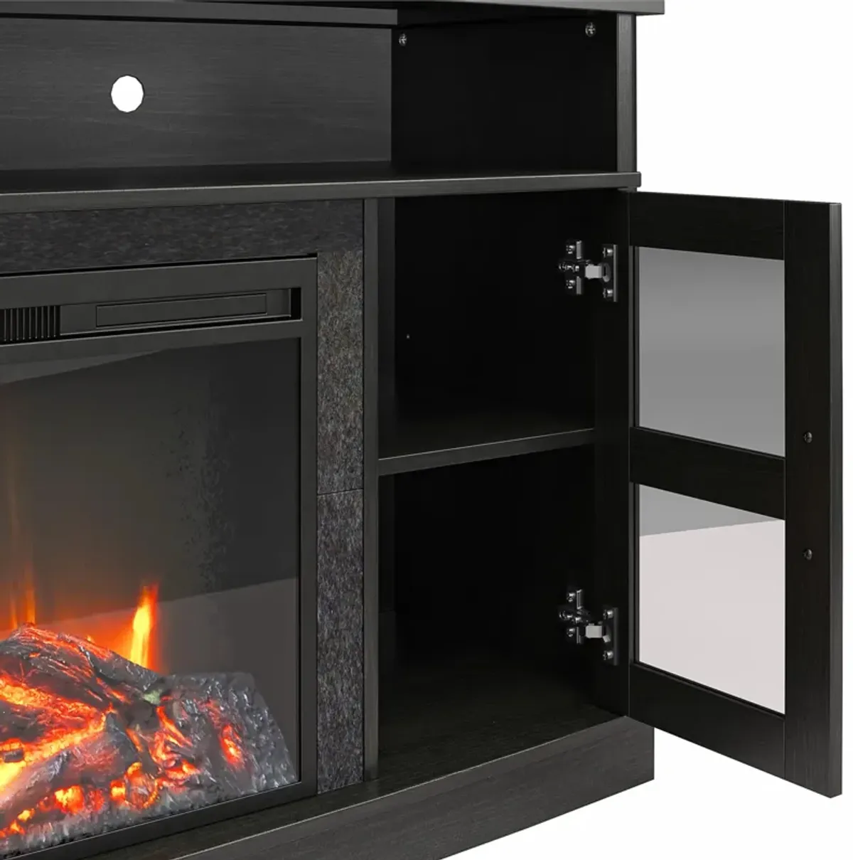 Barrow Creek Fireplace Space Heater Console with Glass Doors for TVs up to 60"