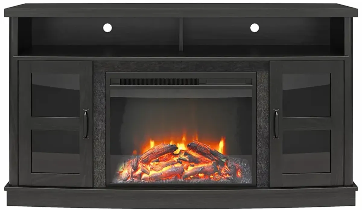 Barrow Creek Fireplace Space Heater Console with Glass Doors for TVs up to 60"