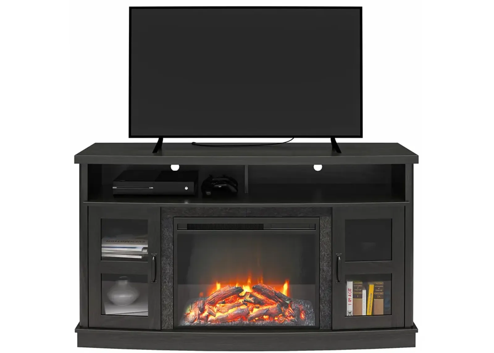 Barrow Creek Fireplace Space Heater Console with Glass Doors for TVs up to 60"