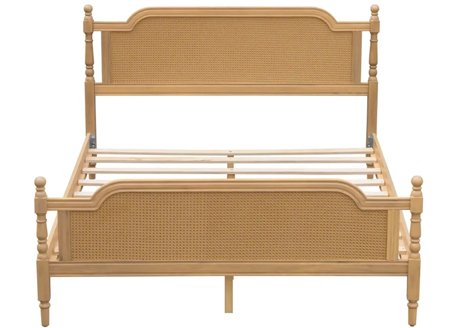 Merax Platform Bed Frame with Rattan Headboard